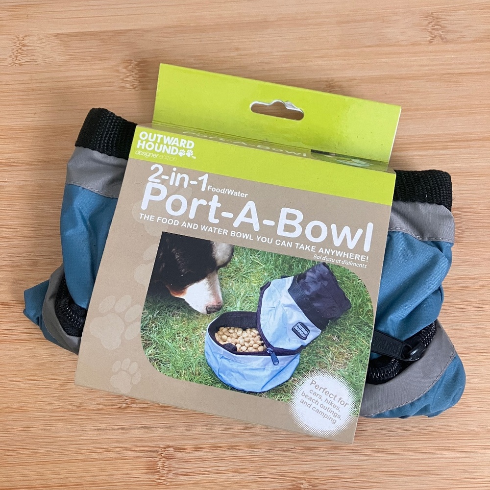 Outward Hound 2-in-1 Food & Water Travel Pet Bowl in Ice Blue